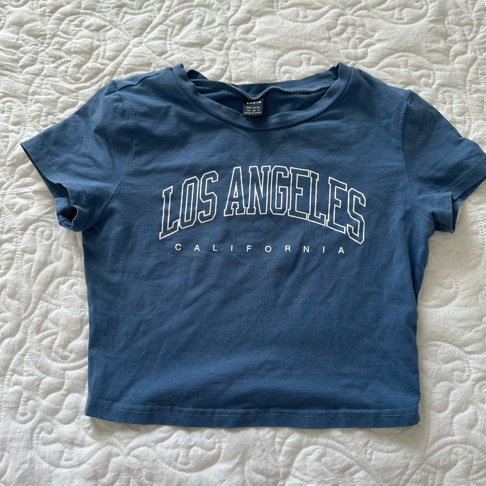 Blue Crop Topwith Los Angeles Print